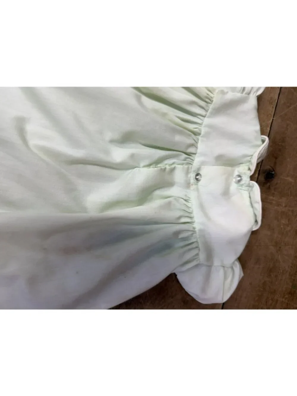 Vintage 1950s Polly Flinders Mint Green Baby Dress Hand Smocked Embroidered 6 MO